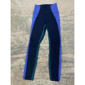 Lululemon Women's SIZE 4 Blue Colorblock Wunder Under Hi-Rise 7/8 Tight Leggings